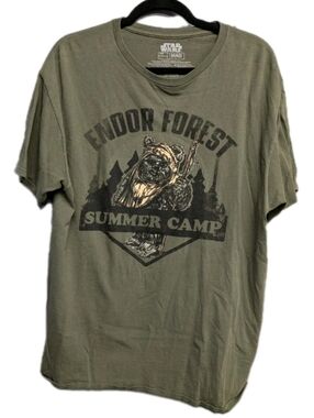 Star Wars Olive Green Endor Forest Ewok Distressed Graphic Tee XL